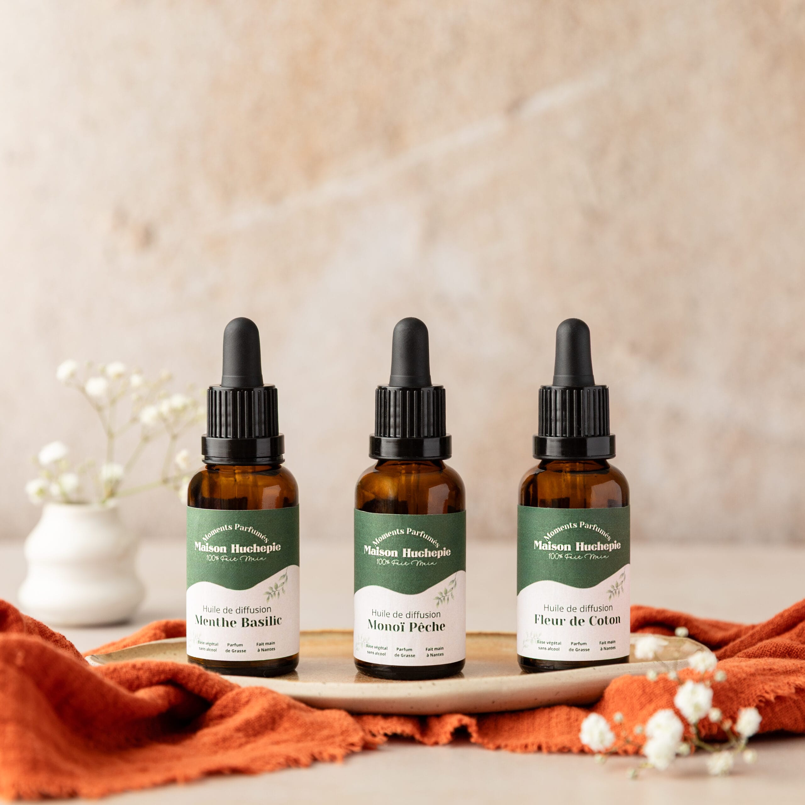 Lot de 3 Huiles de diffusion parfumée Maison Huchepie