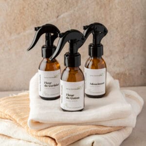 Spray d'ambiance pour textiles Maison Huchepie en flacons ambrés