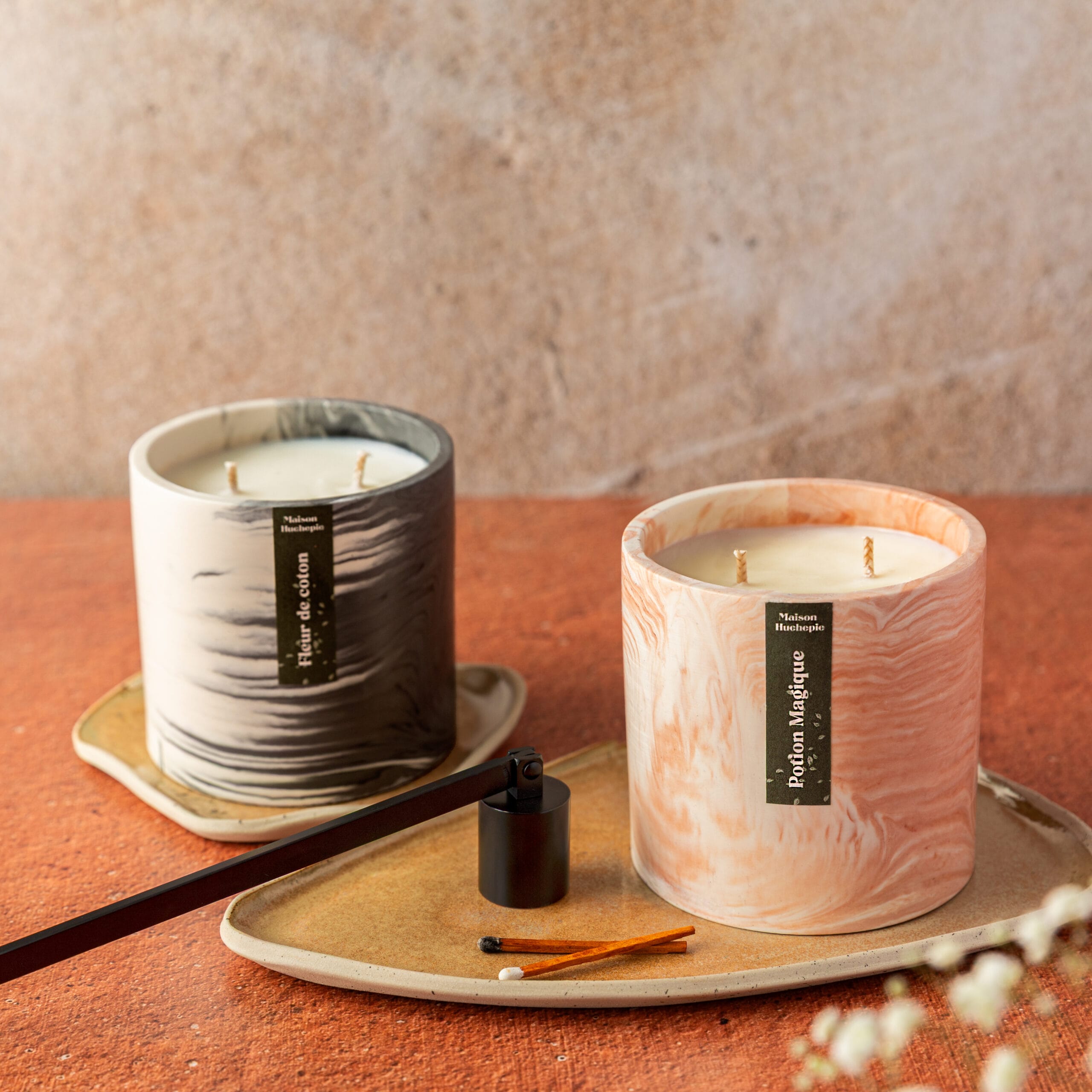 Bougies artisanales rechargeables 60h - Maison Huchepie